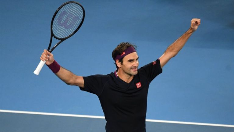 Roger Federer en festejo ante Millman 