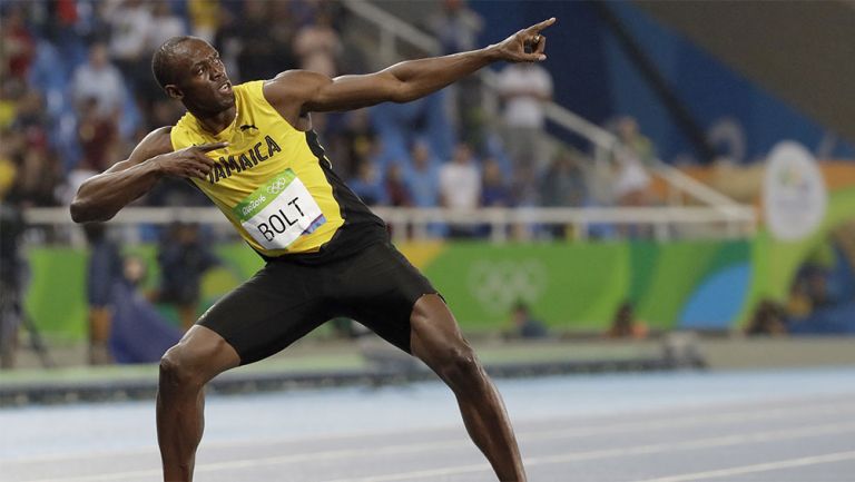 Usain Bolt tras una prueba en Olímpicos