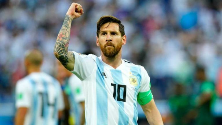 Messi celebra un gol con Argentina 