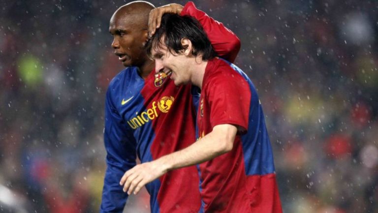 Samuel Eto'o y Lionel Messi en el Barcelona