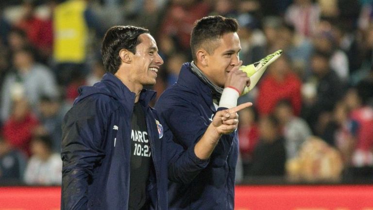 Toño Rodríguez y Raúl Gudiño previo a un partido 