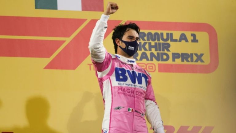 Sergio Pérez luego de ganar un GP