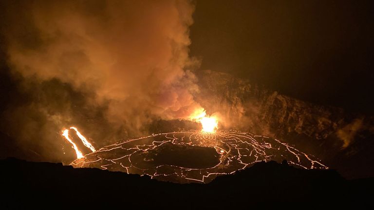 La lava en el cráter del volcán Kilauea