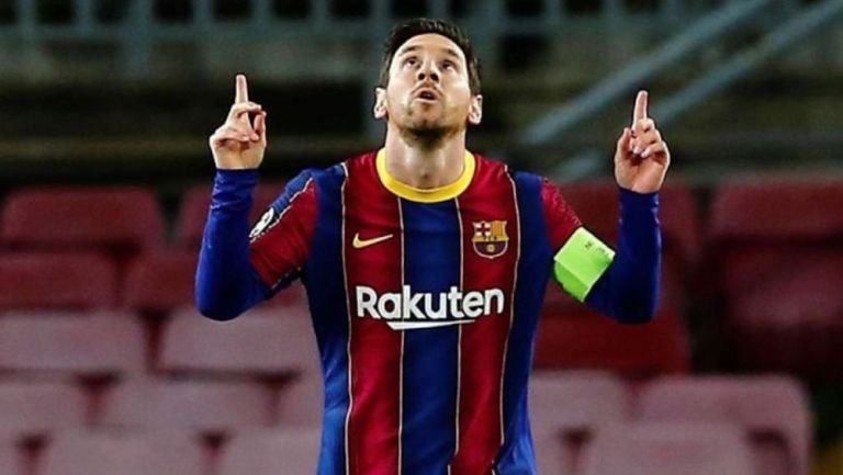 Lionel Messi celebra gol con el Barcelona