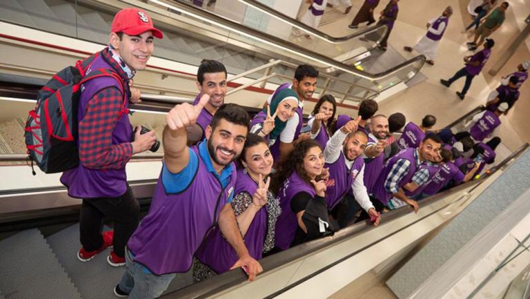 Algunos de los voluntarios en Qatar