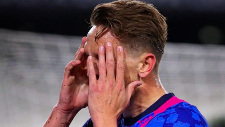 Luuk de Jong, reacciona durante partido del Barcelona