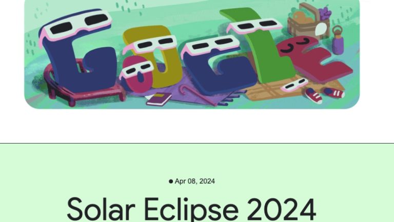 El Doodle de Google, inspirado en el eclipse solar de este 8 de abril 